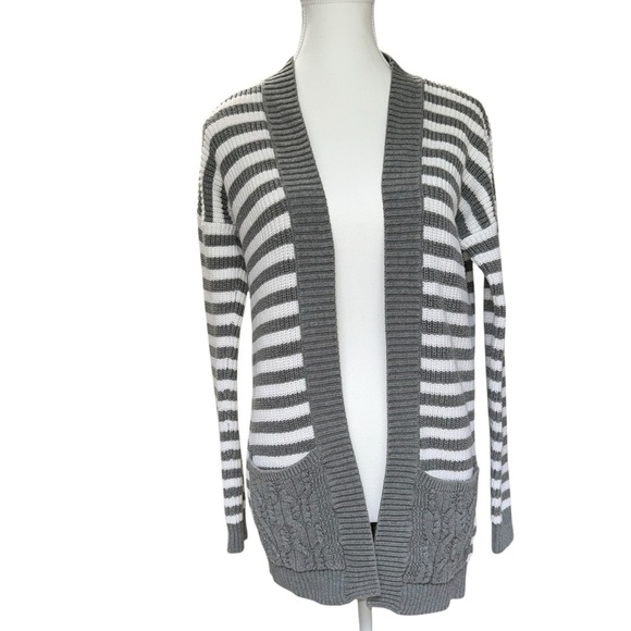 Express Grey & White Striped Cardigan | Size S - Picture 6 of 6